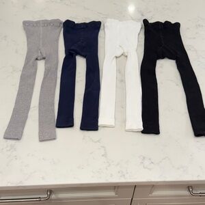 Hanna Andersson Gray, Navy, White, and Black FootlessTights